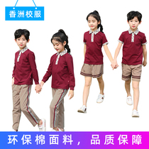 Zhuhai Xiangzhou District Primary School uniform spring and Autumn uniform class uniform sportswear pure cotton spring and summer short-sleeved t-shirt