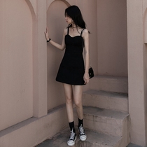 Original Ai 2021 summer new black suspender dress slim temperament short small black dress