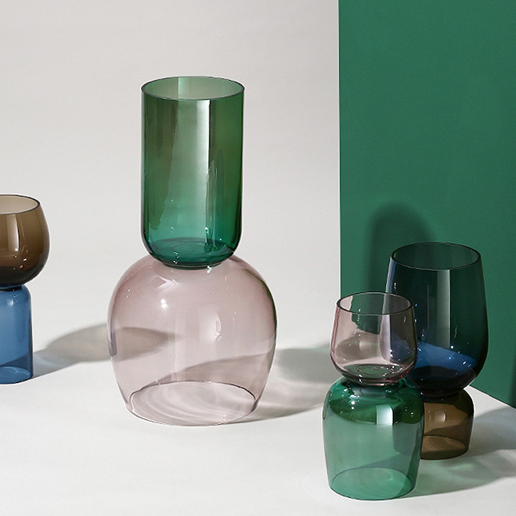 Designer stained combination glass vase modern light luxury creative flower insert Nordic simple model room soft