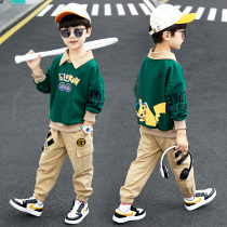 Boy Suit Spring Autumn Cartoon Boy Clothing 2021 New Internet Red Fried Street CUHK Child Casual Two Pieces Boy Tide Clothing