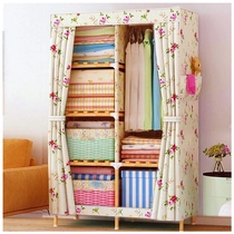 This product Wardrobe storage rack Simple cloth cabinet Solid wood plastic cabinet Double large combination storage cabinet Single person