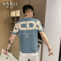 Tide brand short-sleeved mens net red burst t-shirt summer half-sleeve 2021 new simple wild letter couple t-shirt