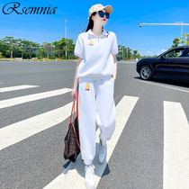 RSEMNIA Sports Casual Suit Ladies Fashion Ocean Air 2022 New Summer Breathable Short Sleeve T-shirt Two Sets