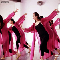 Chinese style dance dress female elegant classical dance body dress elegant chiffon long cardigan modern dance practice uniform