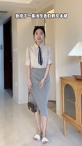 2021 summer new two-piece design sense short-sleeved shirt split skirt womens suit