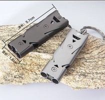 Stainless steel whistle Dual channel high decibel whistle Survival self-help earthquake survival whistle Burst sound bird hunting High frequency whistle