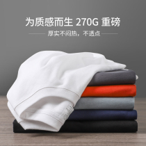 Japan 270g heavy t-shirt mens short-sleeved Xinjiang cotton loose crew neck summer Japanese pure white half-sleeve tee tide