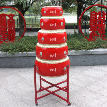 Professional flagship store drum cowhide China red cowhide drum adult solid wood red drum flat drum drum rack gongs and drums