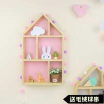 Nordic childrens room decoration small house storage rack Storage finishing rack Swing rack ins wall wall decoration wall hanging