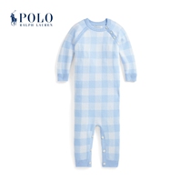 Ralph Lauren Rav Laurens baby boy 22 years early spring panes cotton-knitted one-piece suit RL37121