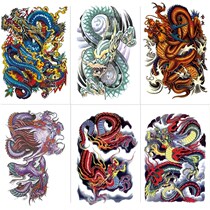 Colorful real dragon tattoo sticker waterproof durable male flower arm Leg big pattern Chinese Dragon simulation tattoo water transfer sticker