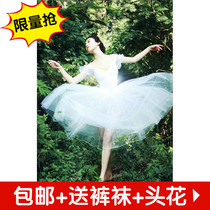 Factory direct sales Tutu Adult ballet dance skirt Gauze skirt White puffy puff sleeve performance performance competition suit