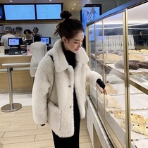 Lamb hair coat womens sheep cutting wool one coat Parker Wool Lamb explosion European station womens European
