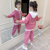 Girl Spring Clothing Suit 2022 New Fall Ocean Gas Sports Girl Internet Red Grand Child Spring Autumn Children Three Sets Tide