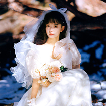 Multi-layer Pengpeng veil Korean bride White Super fairy wedding dress short tour photo veil wedding accessories