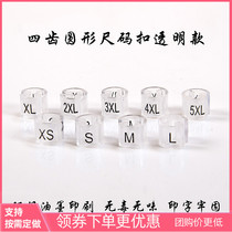 Transparent black word size buckle letter code plastic hanger round size circle size label clothing store clothing label