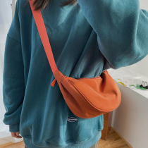 Dumpling bag womens crossbody canvas bag Retro niche design Korean version of Japanese wild armpit bag Nylon shoulder cloth bag