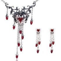 Gothic subculture punk dark necklace pendant earrings y2k exaggerated red goth Halloween heart
