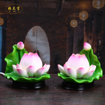  Dehua ceramic lotus lamp Buddha lamp Buddha hall decoration led Buddha head lamp Buddha lamp Lotus lamp Changming lamp