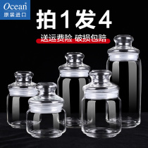 Ocean lead-free glass tea sealed can transparent moisture-proof bottle with lid small portable food grade storage tank