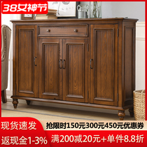 American shoe cabinet solid wooden door shoe cabinet balcony locker solid wooden shut shoe cabinet simple modern hall cabinet
