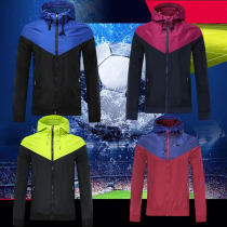 Football Sport windbreaker hooded jacket jacket windproof long sleeve sweatshirt out training suit trench coat