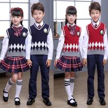 Hot selling English style Primary School uniforms vest wearing bottoming sweater vest kindergarten Garden clothing winter stripe hair