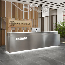 Stainless steel cashier Simple modern light luxury small shop bar counter Clothing store front desk reception desk custom
