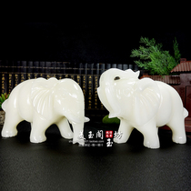 Jade Elephant Decoration A pair of lucky mascots Chinese living room TV cabinet porch home decoration crafts