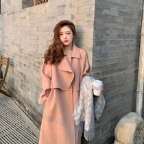 Small high-grade pink double-sided cashmere wool coat shawl cape coat women autumn and winter 2021 New
