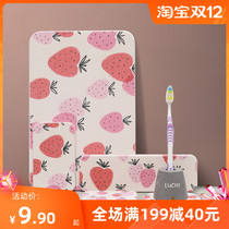 Cartoon strawberry diatom wash mat bathroom foot mat household non-slip diatomaceous earth Mat toilet absorbent soap mat