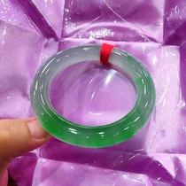 Natural Myanmar old pit A goods round jade bracelet High ice species floating sun green flower jade bracelet Princess jade bracelet for women