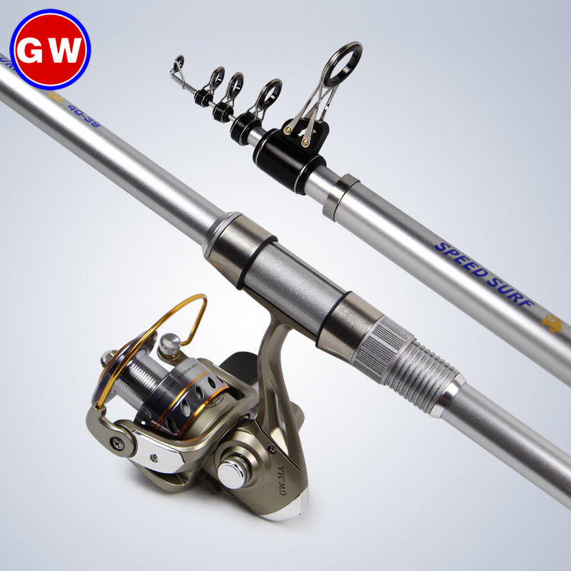 Guangwei far cast sea pole set sea levy 4.2 meters carbon GW sea pole super hard 40 sea fishing rod throwing pole far shot