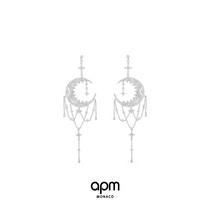 APM Monaco star and moon drop earrings Femininity high sense exaggerated silver earrings to send a gift to his girlfriend