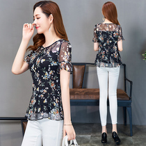 Western-style mothers belly-covering shirt age-reducing top wild 2012 new womens summer clothes this years popular floral chiffon shirt