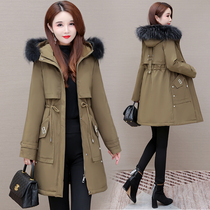 2021 Winter New hooded Pike cotton jacket liner detachable medium length thick warm thin down cotton coat women