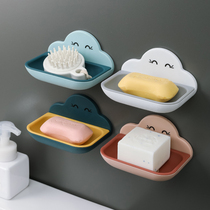 Creative soap box suction cup wall-mounted soap box rack cute drain toilet non-perforated storage rack soap box