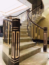  Net celebrity new new Chinese staircase guardrail household solid wood handrail simple villa railing Aluminum alloy light luxury railing