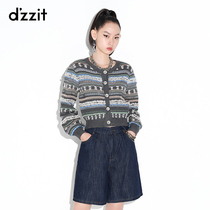 dzzit ground vegan spring new short and deep grey retro knit cardigan jacket woman 3D1E5041F