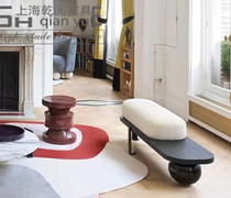 Nordic light lavish minimalist lamb suede sofa stool modern living room Strip Stool Fashion Metal Entrance Casual change stool