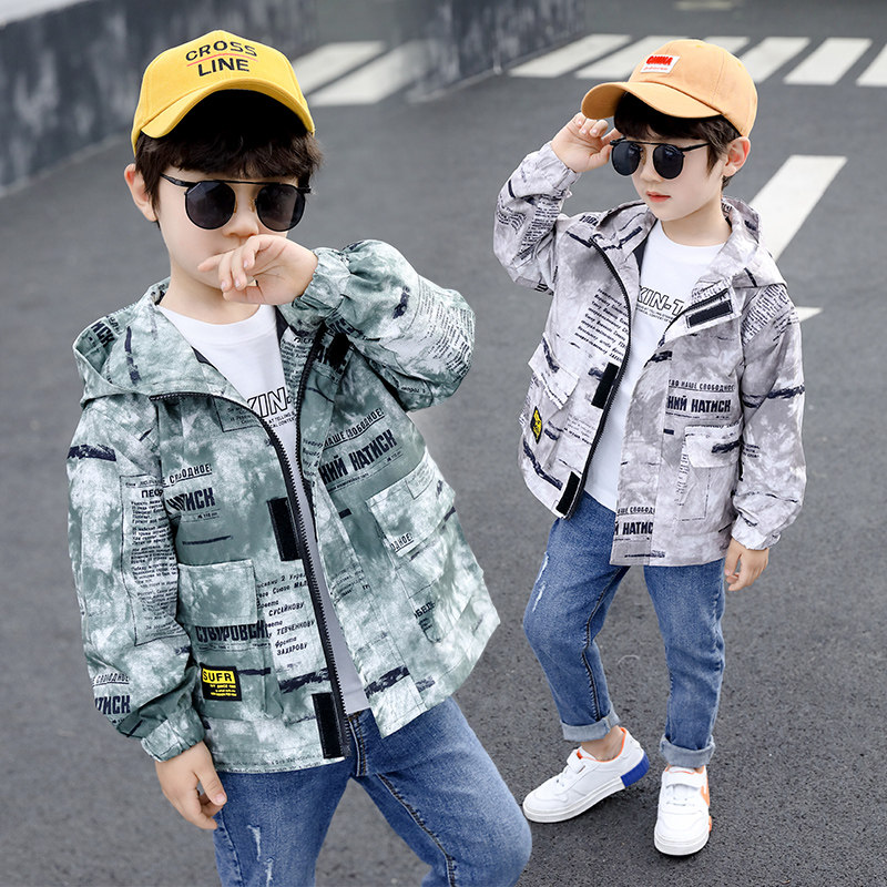 2021 Spring dress new boys jacket youth casual jacket in the big boy spring and autumn jacket childrens zippered shirt