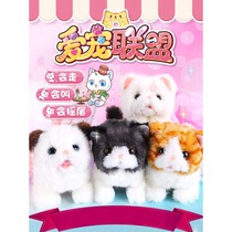 Simulation cat plush toy electric walking can bark pet kitten Cat girl Puppy can move childrens doll
