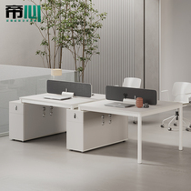 Designer White Staff Desk Brief Modern 8 Staff Four Stations 2 4 6 People Bits Computer Table And Chairs Combination