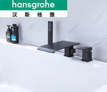 German Hansgja bathtub shower head black full copper silver three-hole bathroom cylinder side tap with shower head 5 holes