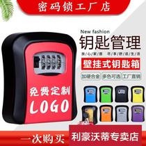 Decoration site password key box homestay door wall-mounted key box cat eye fixed metal anti-theft password box