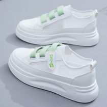 White shoes womens 2021 summer new all-match student mesh breathable velcro sports net shoes thin plate shoes