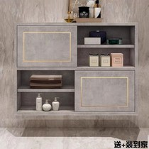 Solid wood grain waterproof sliding door toilet rear wall wall-mounted toilet simple modern floor-to-ceiling side cabinet bathroom wall cabinet