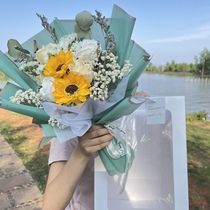 Finished product with gift bag Rose Sunflower Soap Emulation Flower Bouquet Full of Star Genuine Dry Flowers Perpetual decoration and sending people