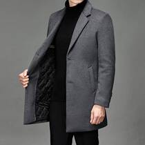 Romon high-end wool coat jacket mens mid-length thick warm casual winter cotton mens woolen windbreaker