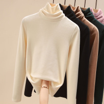Double-sided velvet pile collar base shirt female autumn and winter foreign style inside 2021 New plus velvet thick Joker top